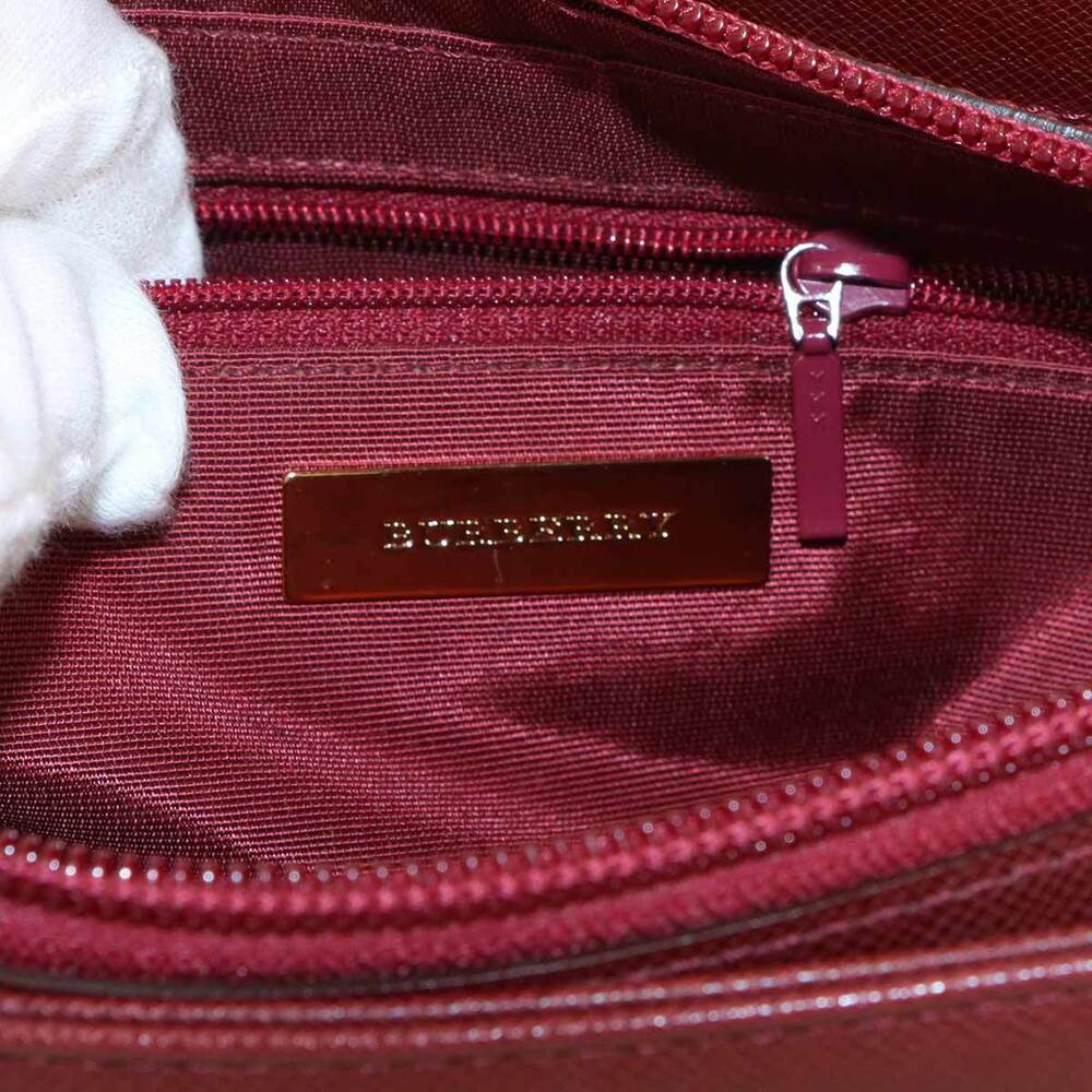 Burberry Nova Check Shoulder Bag Canvas Leather Beige Bordeaux Red - Picture 7 of 8